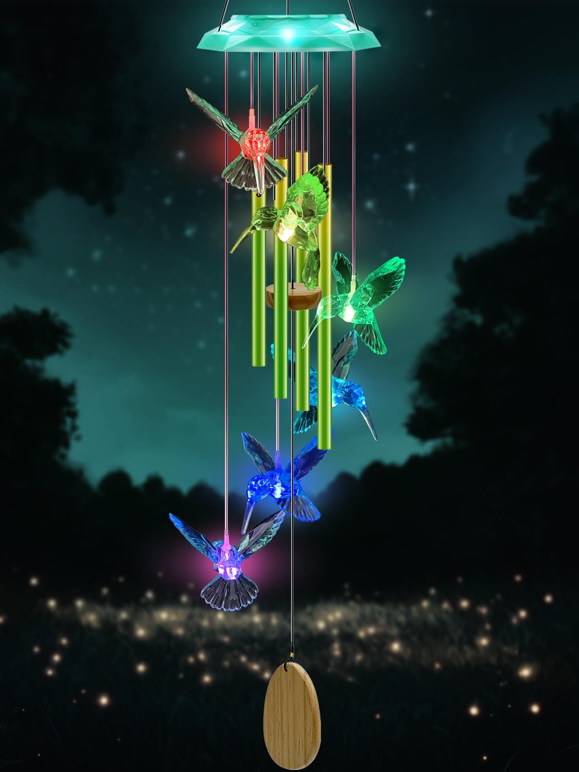 Hummingbird Solar Wind Chimes for Garden 37 Long
