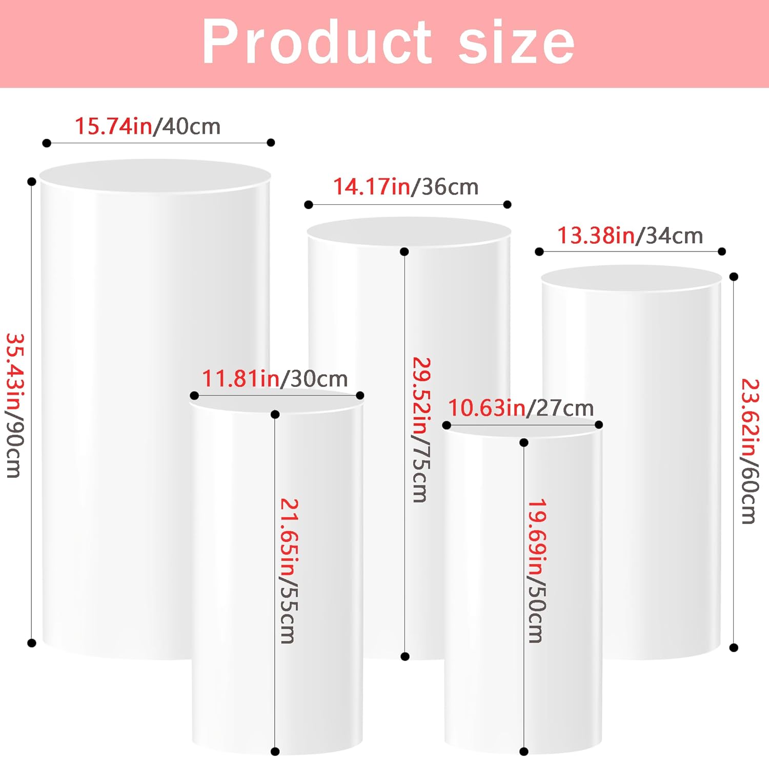 GALAGLAM Cylinder Stands 5Pcs White Party Display Decor