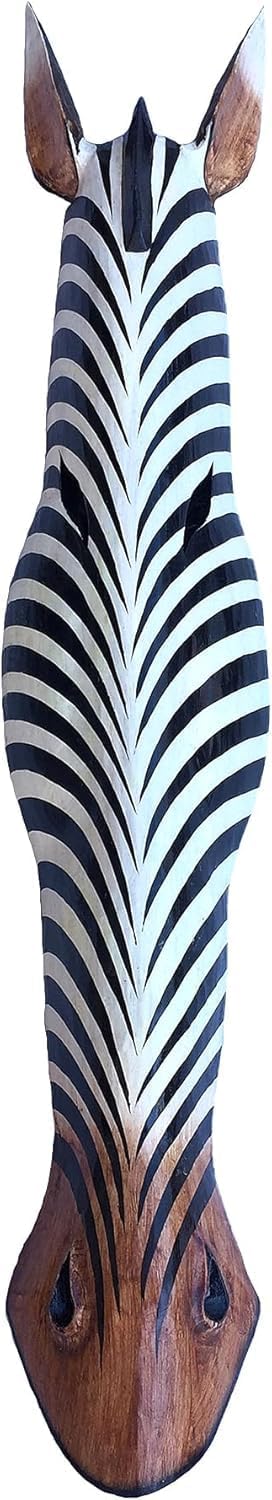 OMA African Zebra Wall Hanging Decor 40 Inch Wood Carved Mask