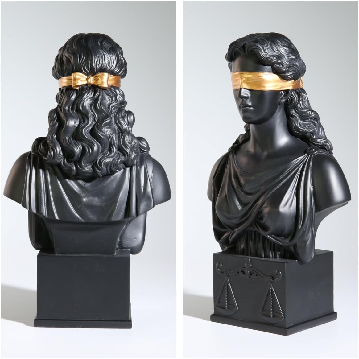 Lady Justice Bust Statue 85 Inch Black with Gold Law Office Decor