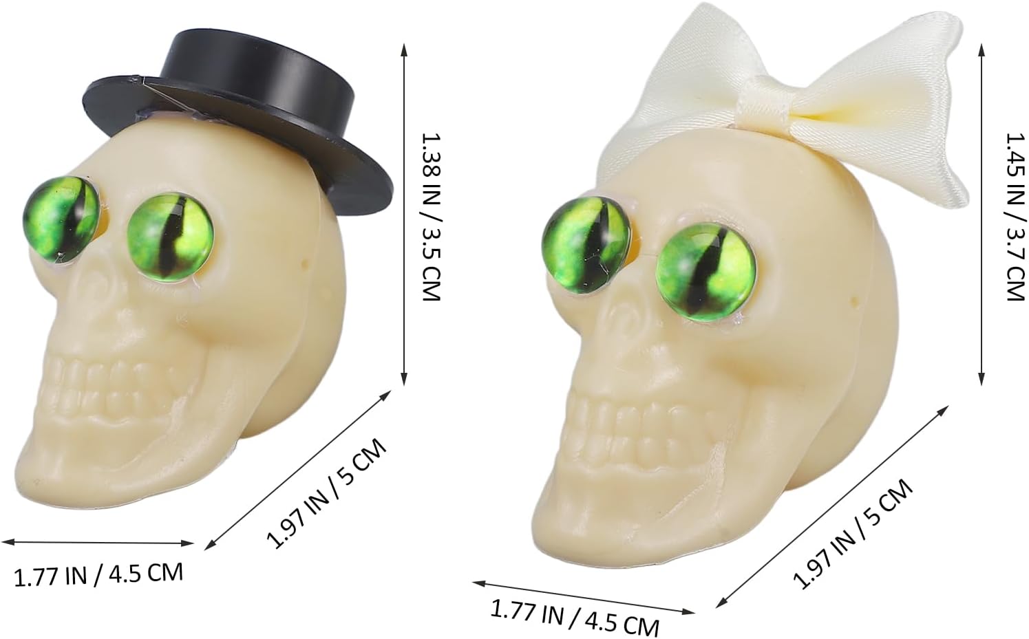 LUOZZY Halloween Bride Groom Skull Figurine Green
