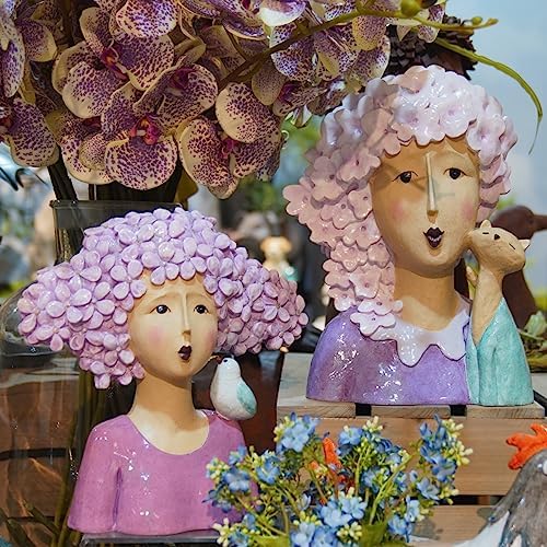 DiliComing Women with Bird Garden Statue