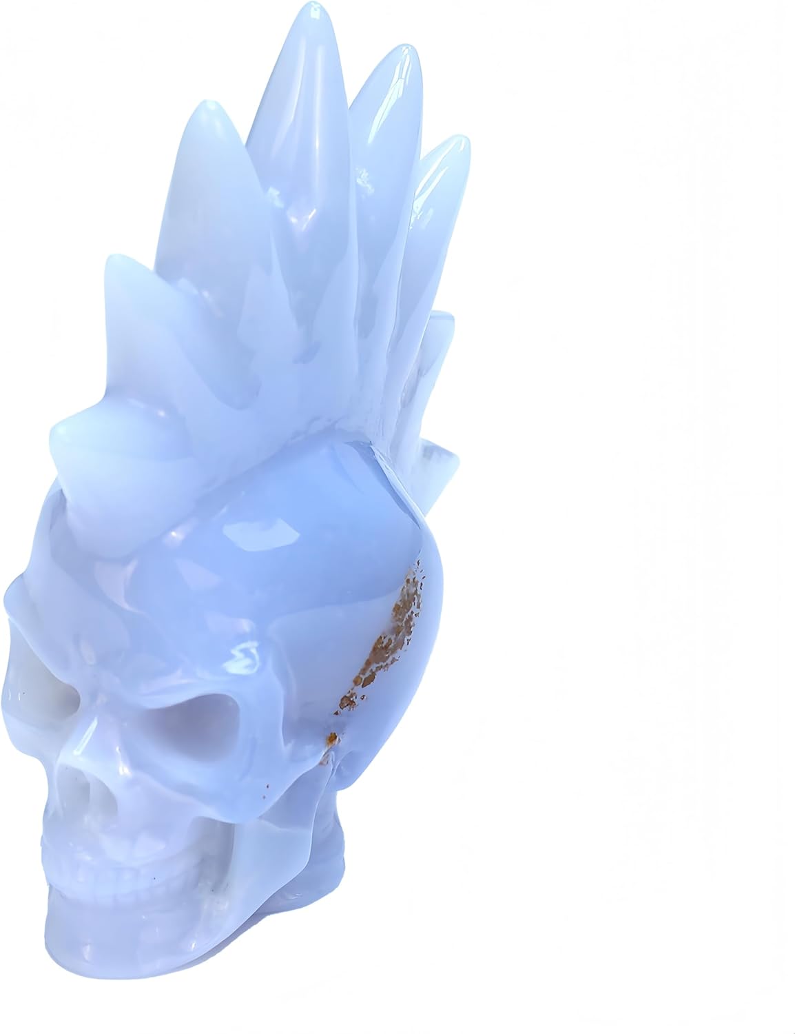Natural Blue Chalcedony Crystal Skull Head Sculpture