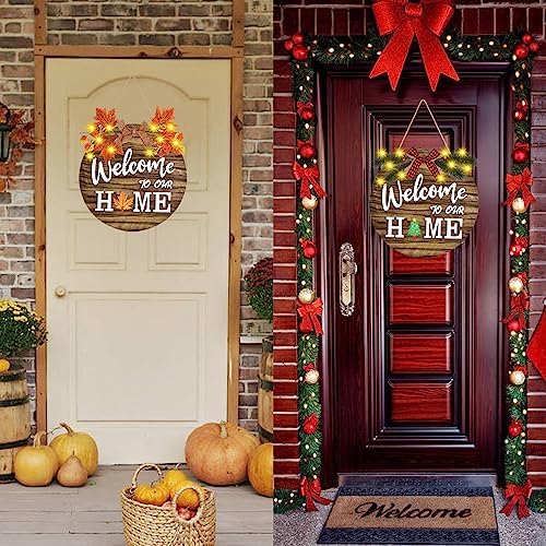 Interchangeable Welcome Home Sign with Seasonal Wreaths and 21 Icons