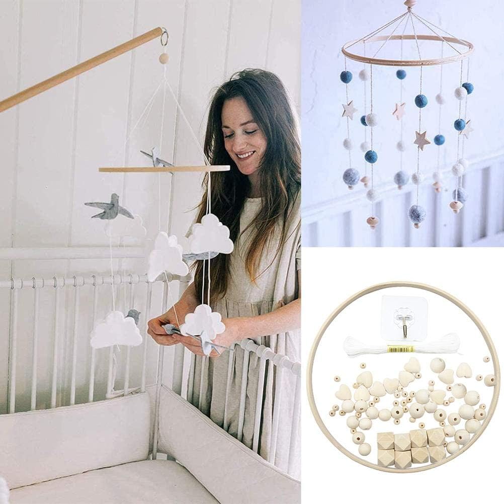 DIY Wooden Wind Chime Bed Mobile Set with Beads