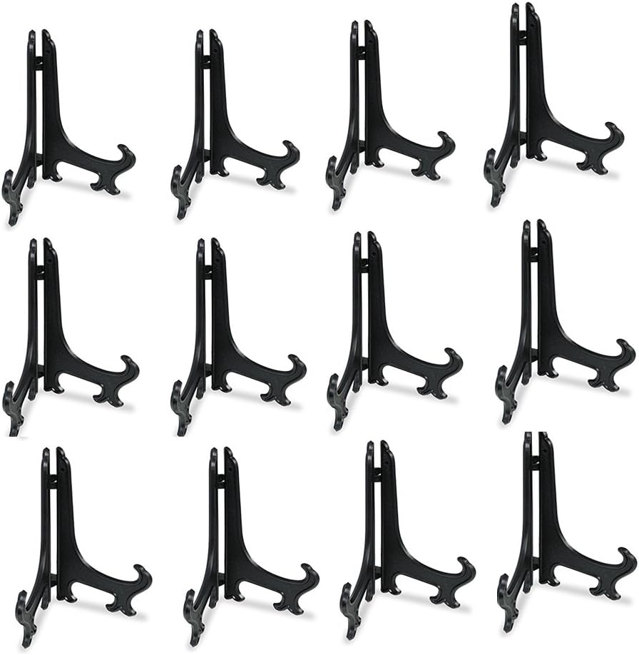Artliving 5 Inch Black 12pcs Set Plastic Easels Display Stands 1