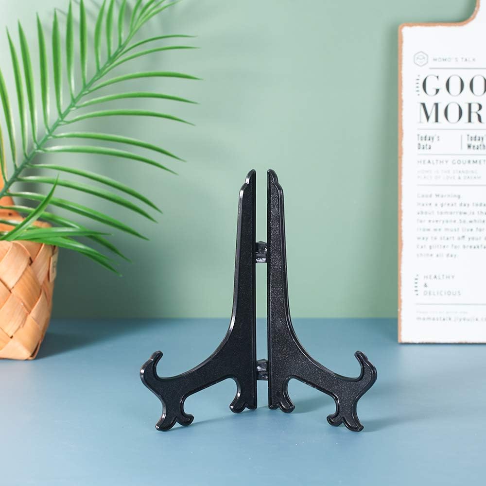 Artliving 8 Inch Black 6pcs Set Plastic Easels Display Stands