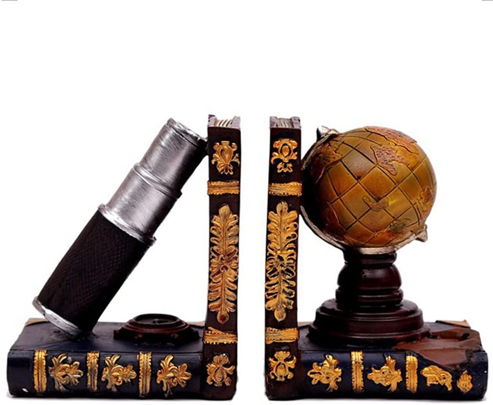 Creative Telescope and Globe Bookends for Home Office
