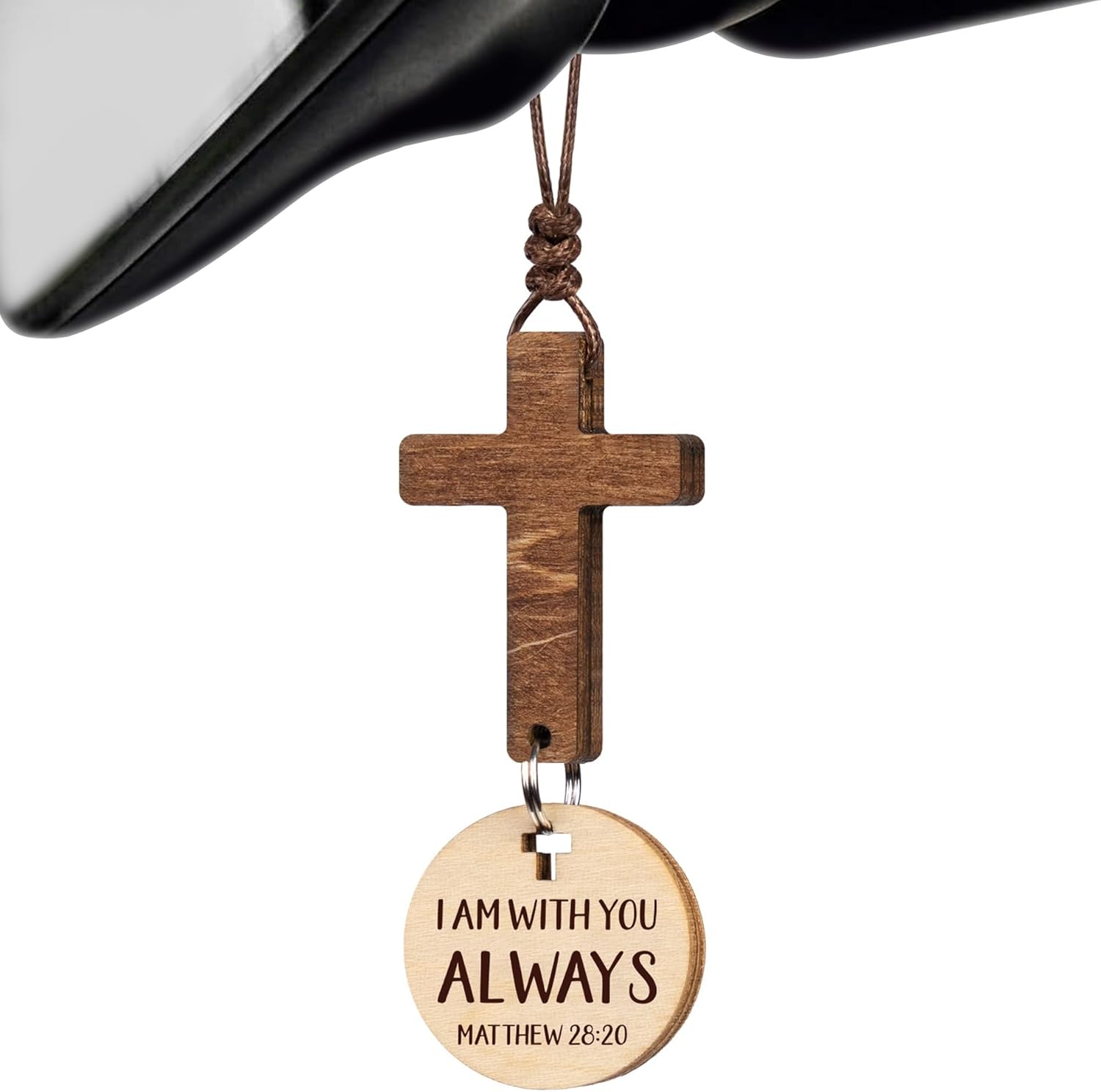 Bible Verse Car Mirror Hanging Cross Ornament - Christian Gift for Men Women