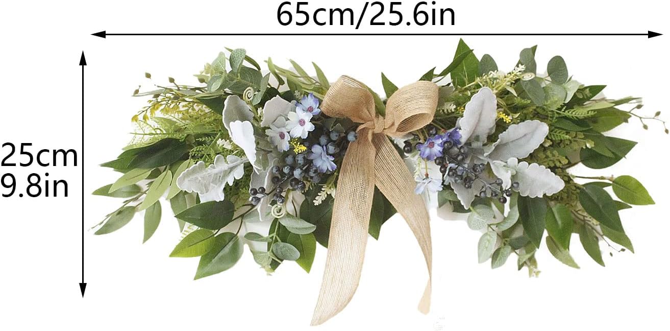 Artificial Eucalyptus Swag with Daisy Flowers 256in Decor