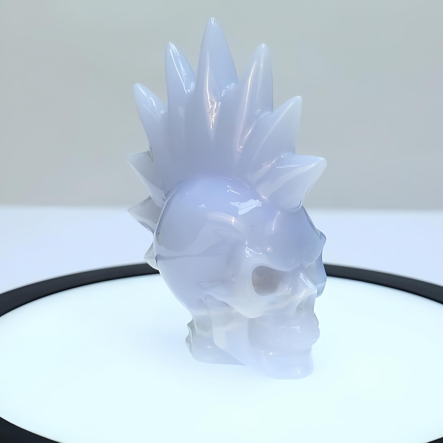 Natural Blue Chalcedony Crystal Skull Head Sculpture