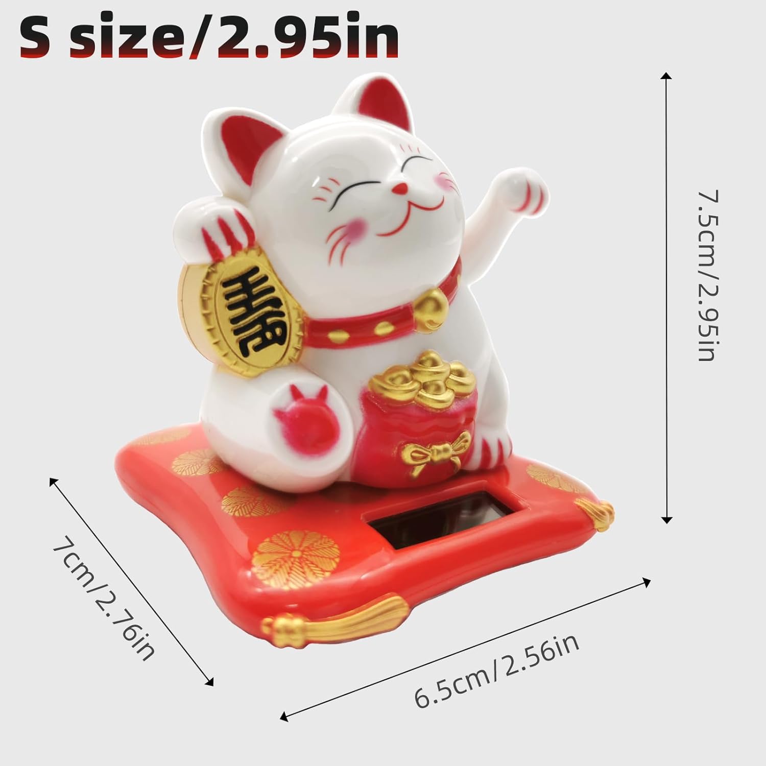 KOXXUD Lucky Cat Waving Arm Statue 295 Inch White 1PCS