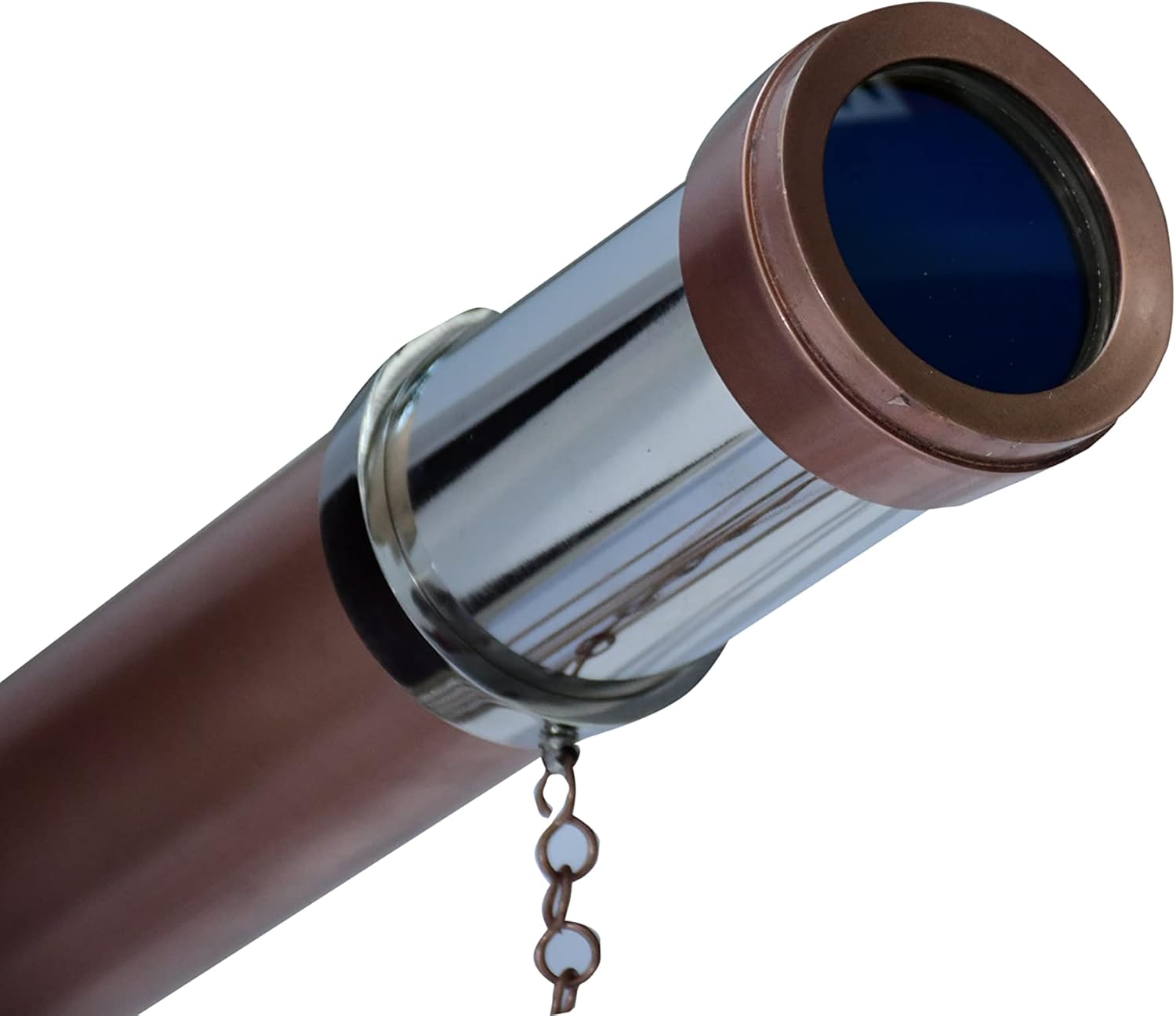 Nautical Vintage Brass Chrome Copper Double Barrel Telescope with Teak Tripod