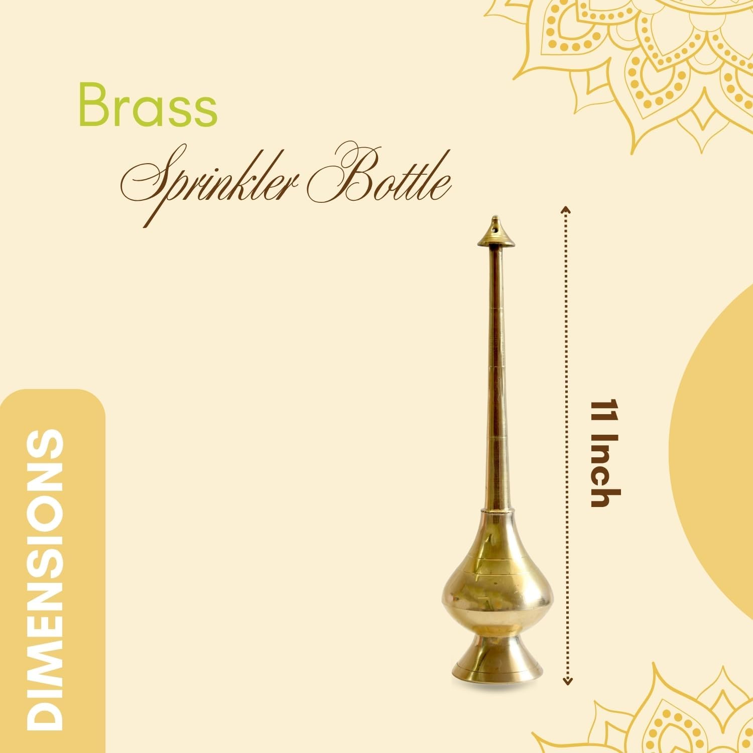 Vedic Charya Brass Sprinkler Bottle - 11 Inch Pooja Use