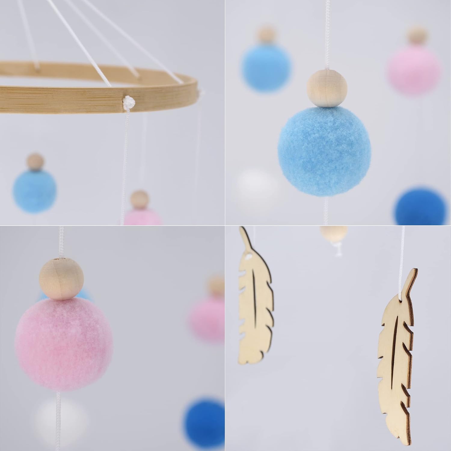 AONTUS Baby Crib Mobiles Wooden Wool Beads for Boys Girls Bed Room Decor