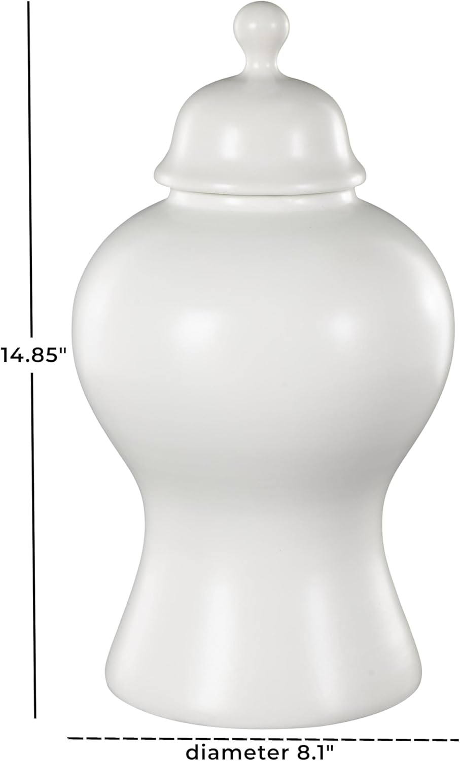 Deco 79 White Ceramic Decorative Jar with Lid and Ball Knob