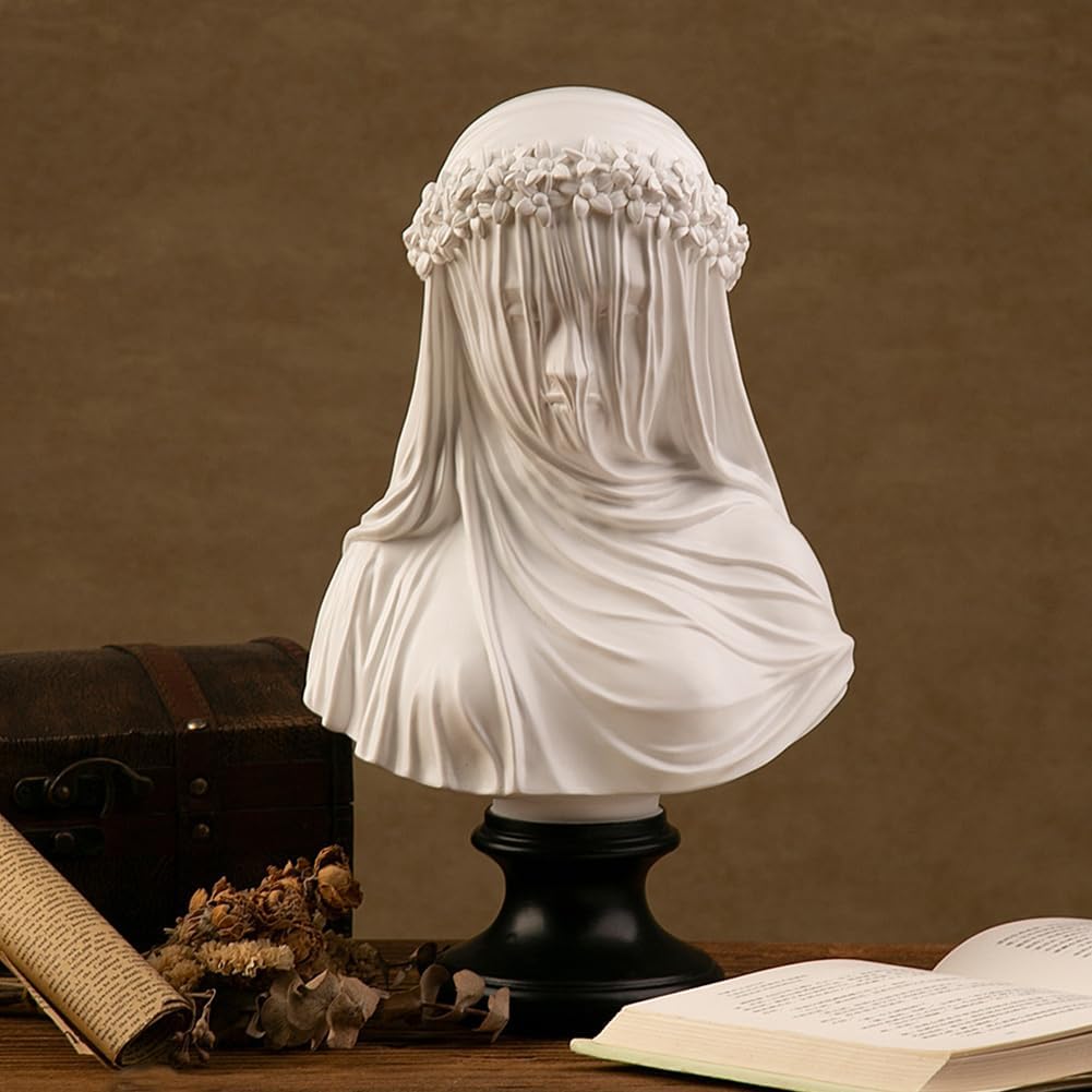 Veiled Lady Statue 14 Inch Handmade Resin Bust Sculpture