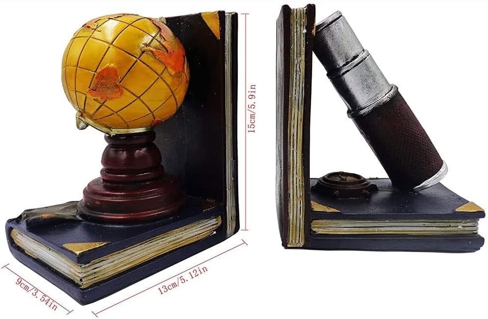 Globe Telescope Resin Bookends for Heavy Books 1