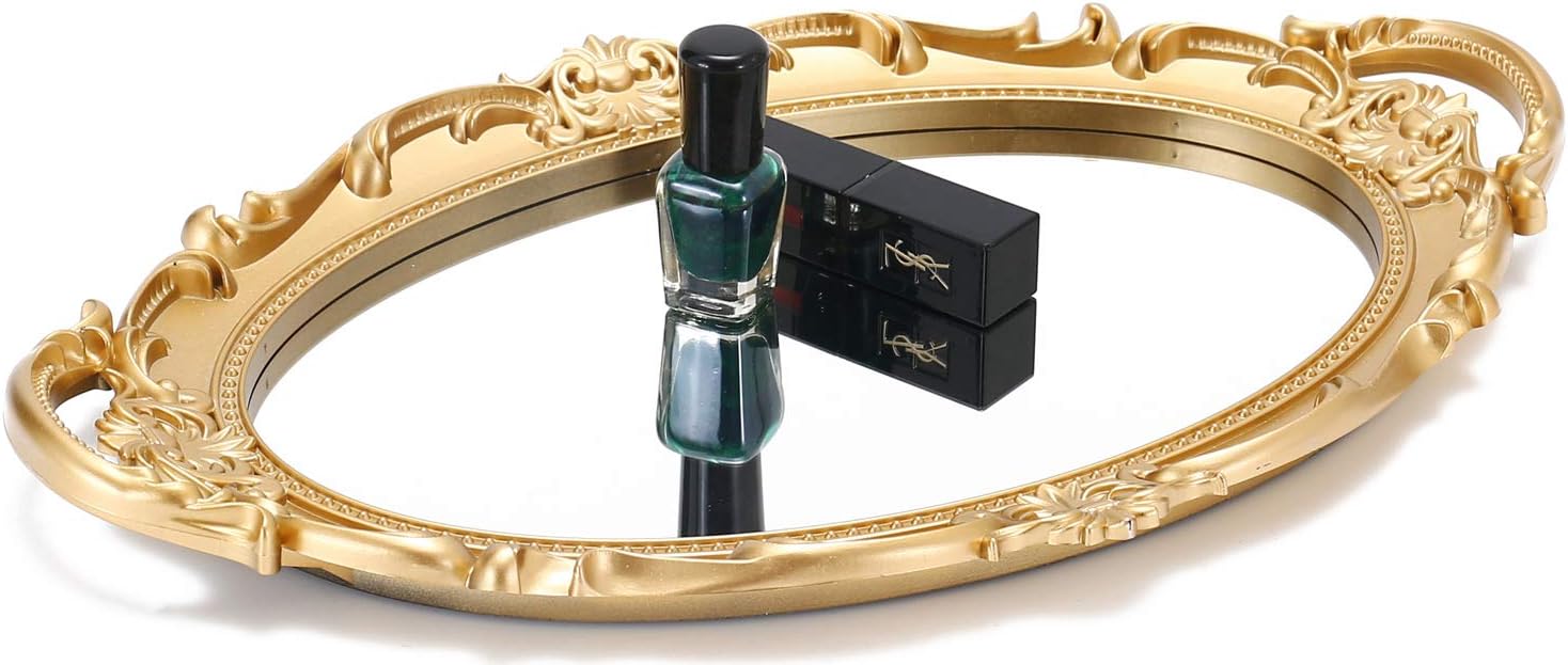 Sooyee Gold Mirror Tray for Vanity and Coffee Table