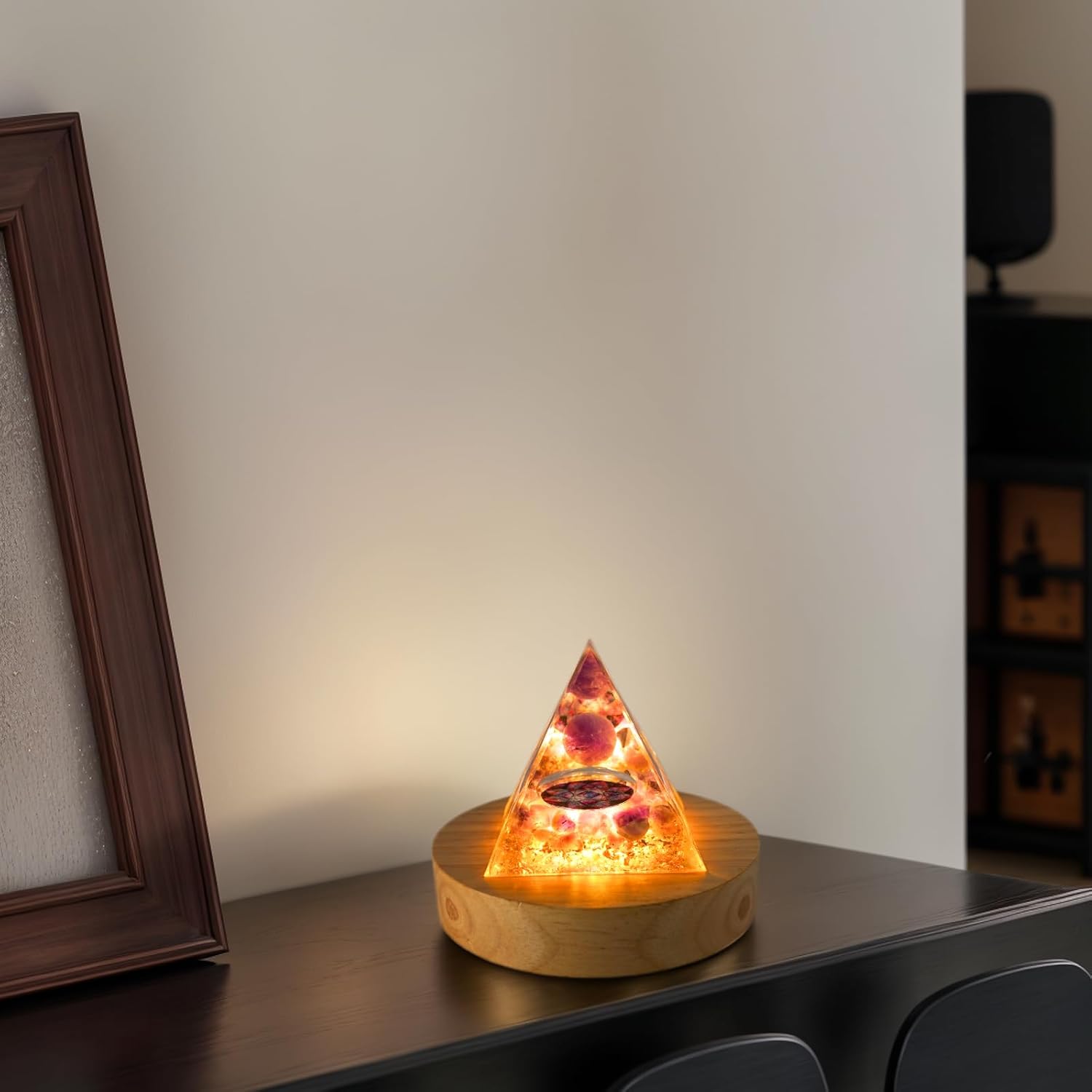 Wood LED Light Stand for Crystal 3D Glass Art - USB Powered