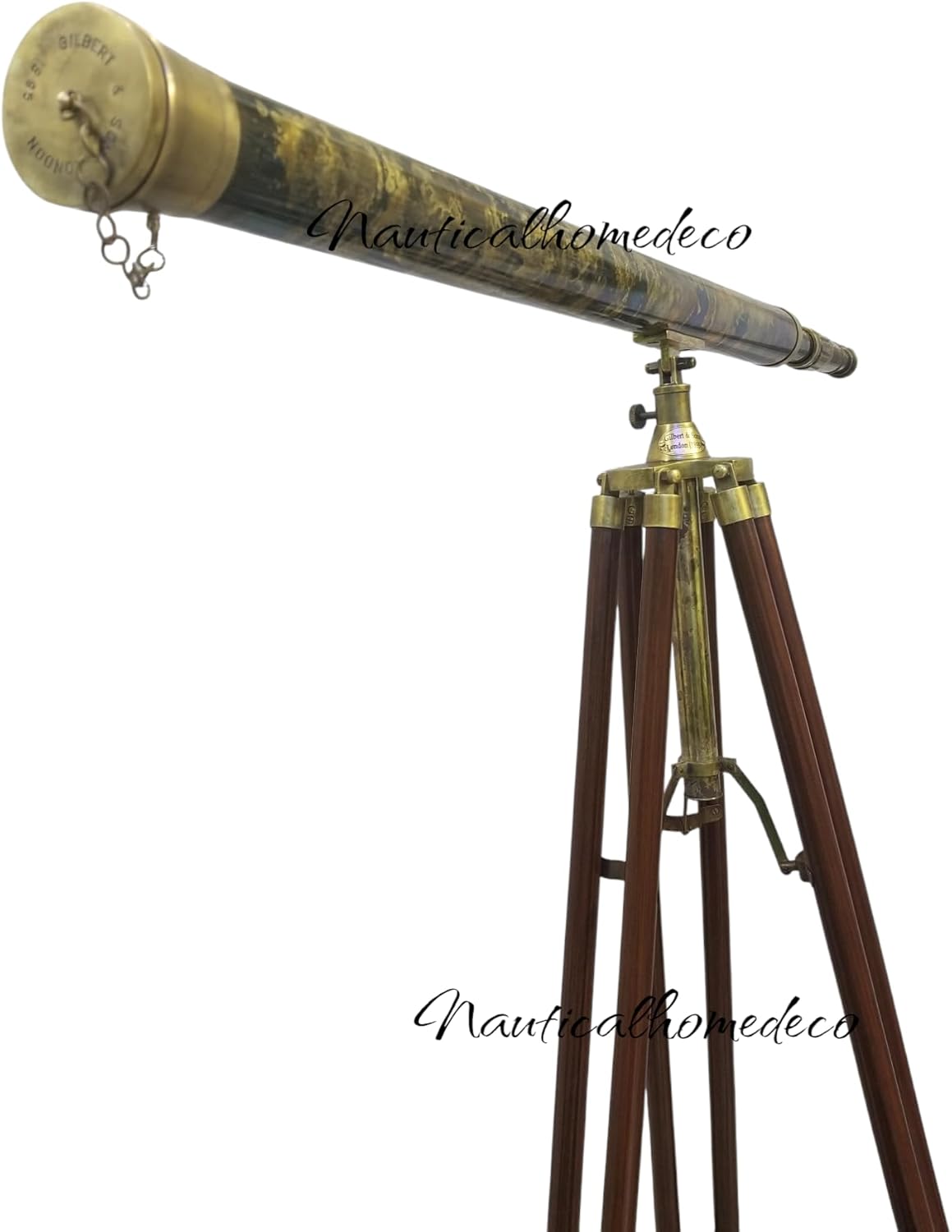 Nautical Home Decor Handmade Vintage Brass Telescope with Wooden Tripod Stand