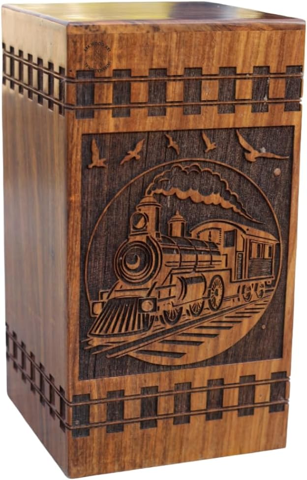 Vintage Train Steam Whistle Wooden Urn for Ashes
