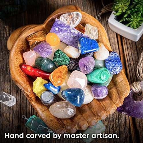 Curawood Carved Hands Crystal Display Bowl