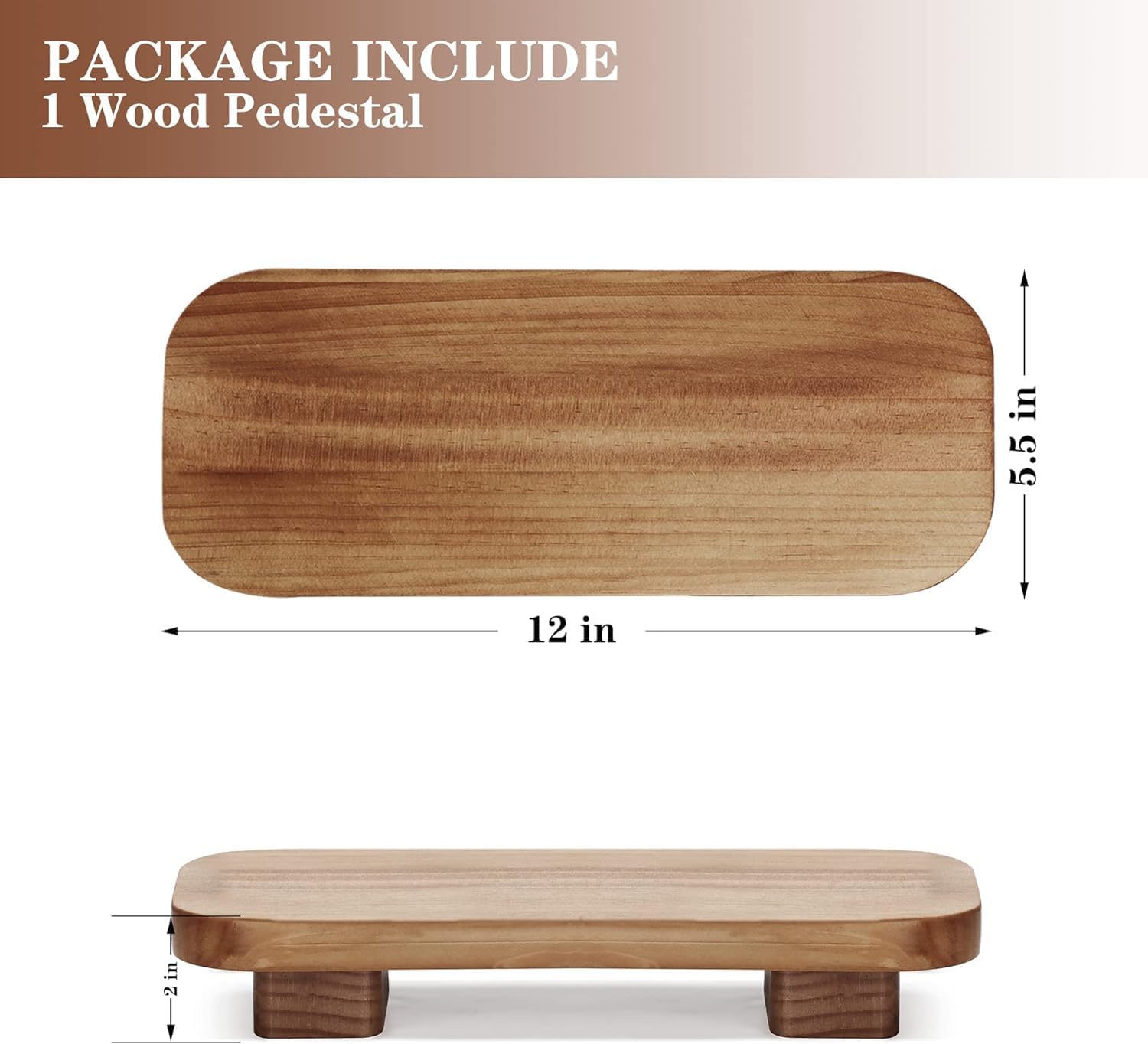 Liswit Farmhouse Wood Tray Rustic 12x55x2 Brown Decorative Riser