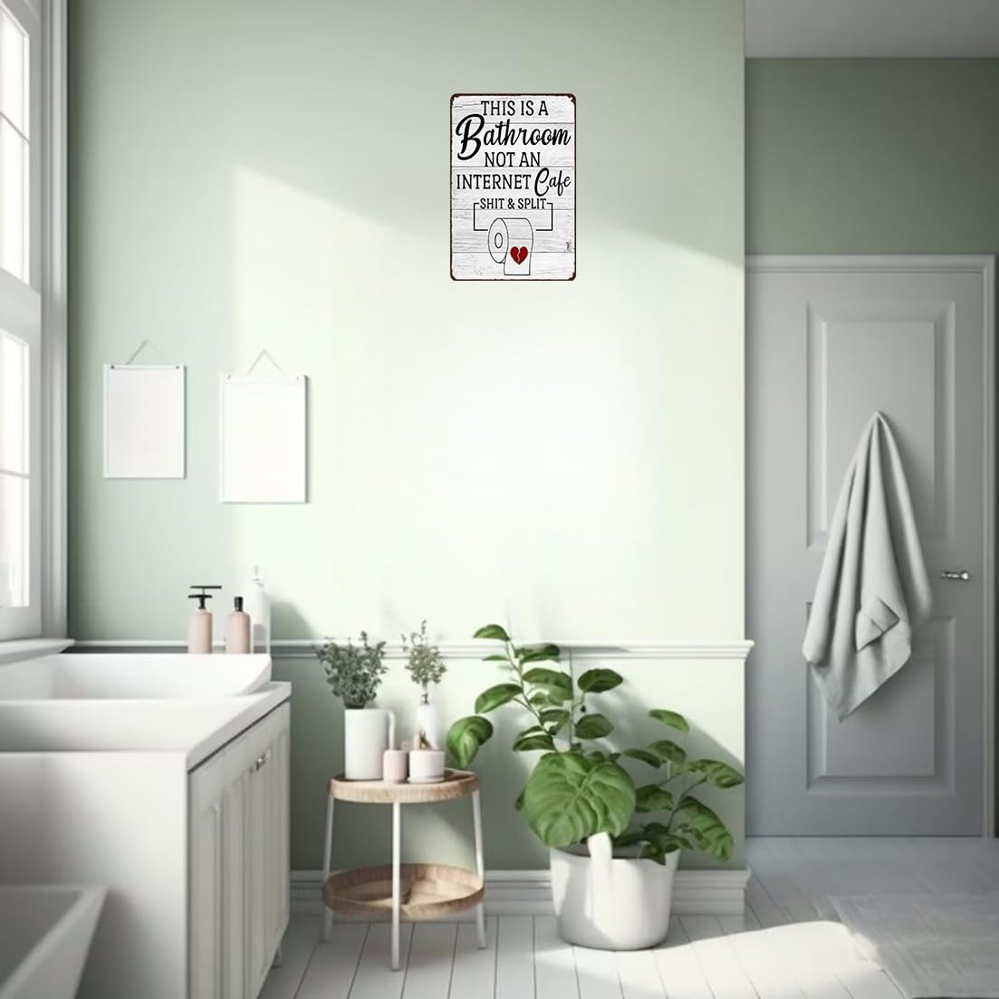 Funny Sarcastic Bathroom Decor Sign 8x12 Inches