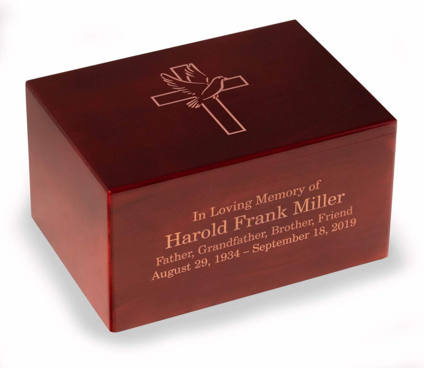 Deering Moments Custom Engraved Rosewood Urn for Human Ashes