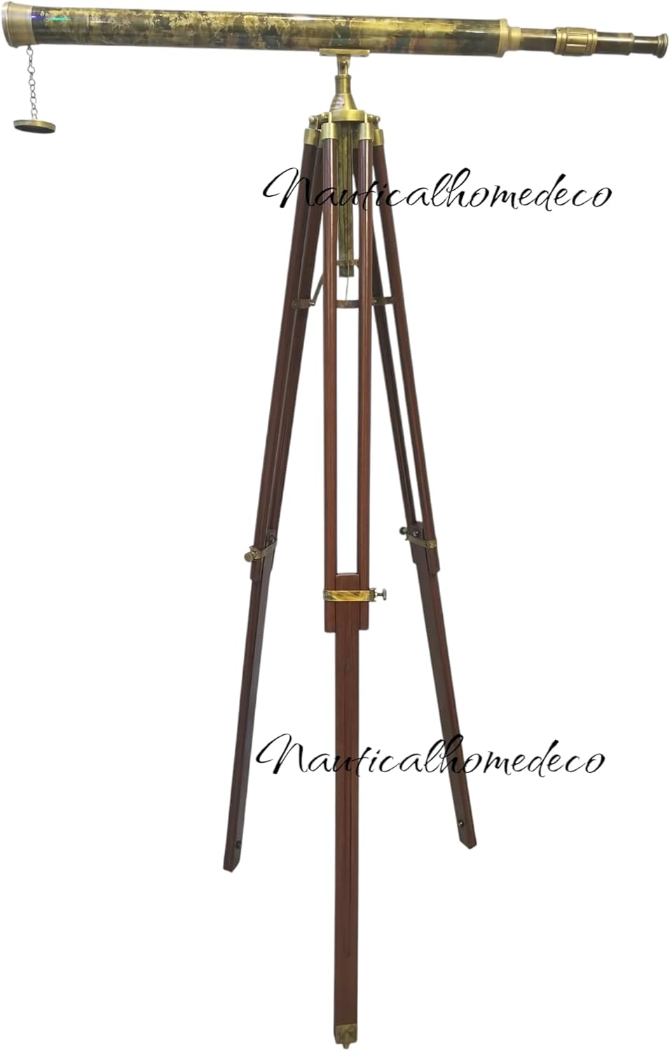 Nautical Home Decor Handmade Vintage Brass Telescope with Wooden Tripod Stand