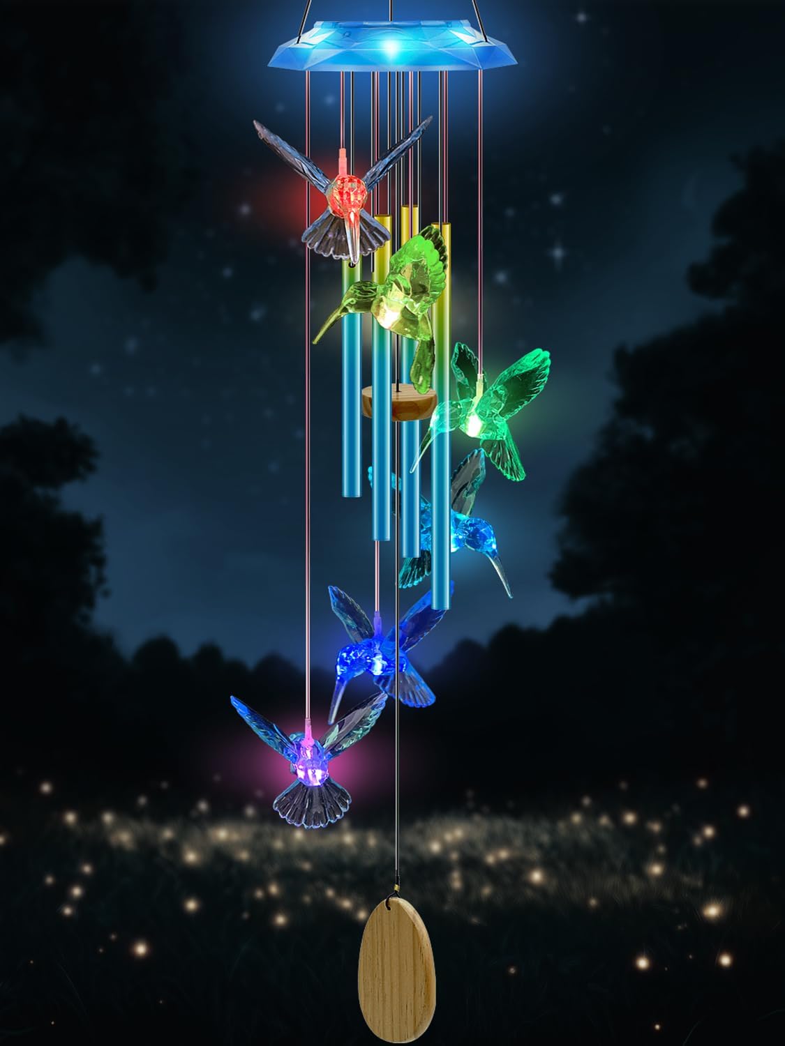 Hummingbird Solar Wind Chimes for Outdoor Decor