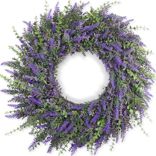 26 Inch Large Eucalyptus Lavender Wreath for Front Door