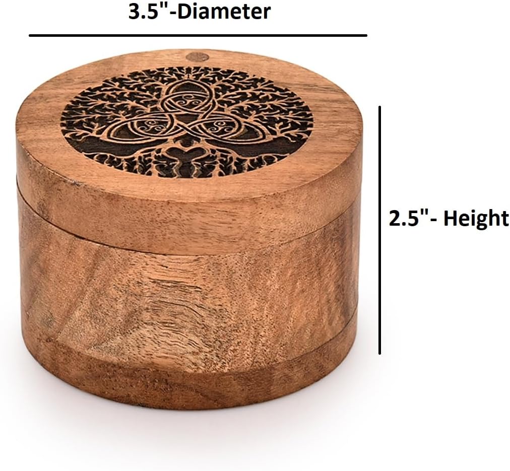 BHAVATU Acacia Wood Decorative Urn 35x35x25 Inch