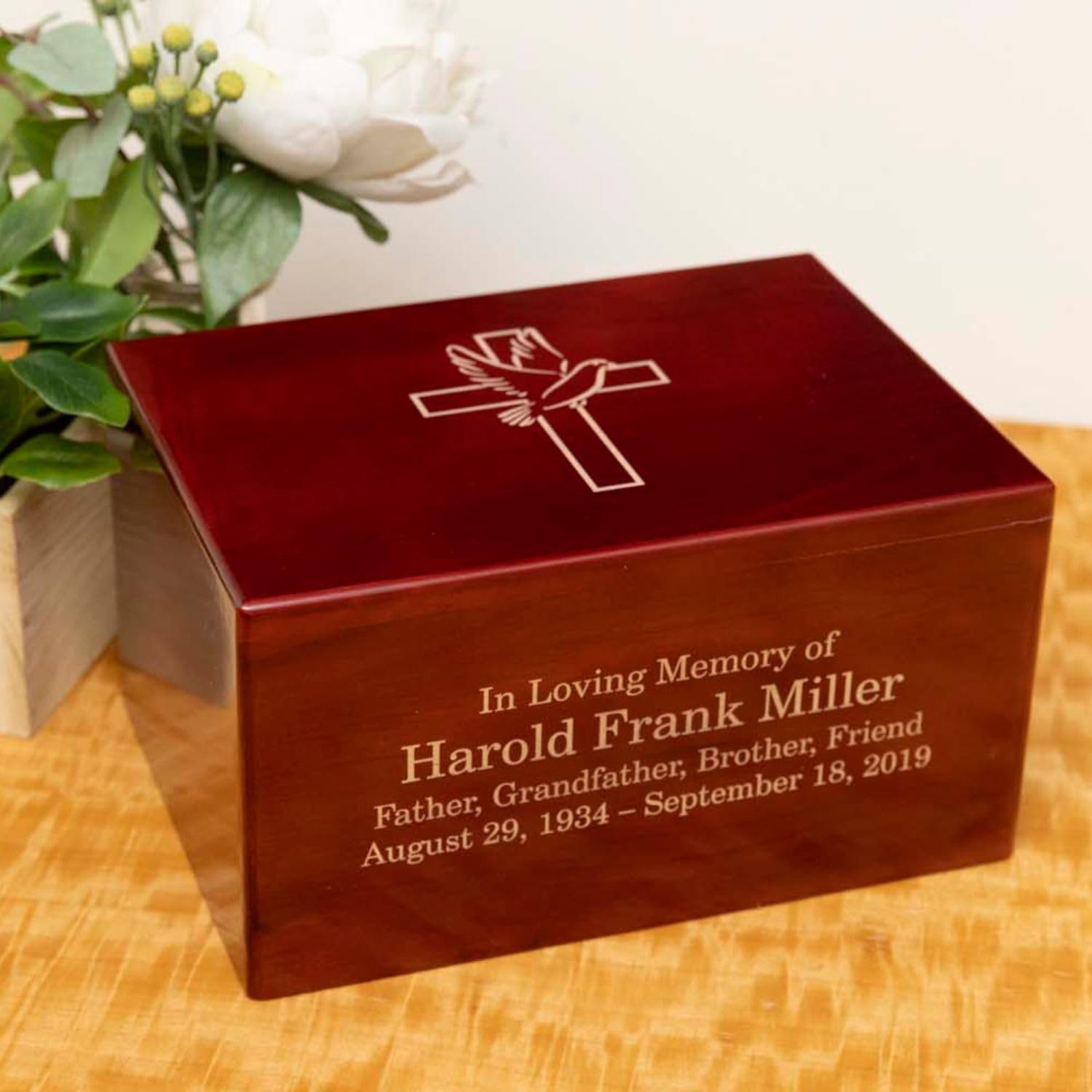 Deering Moments Custom Engraved Rosewood Urn for Human Ashes