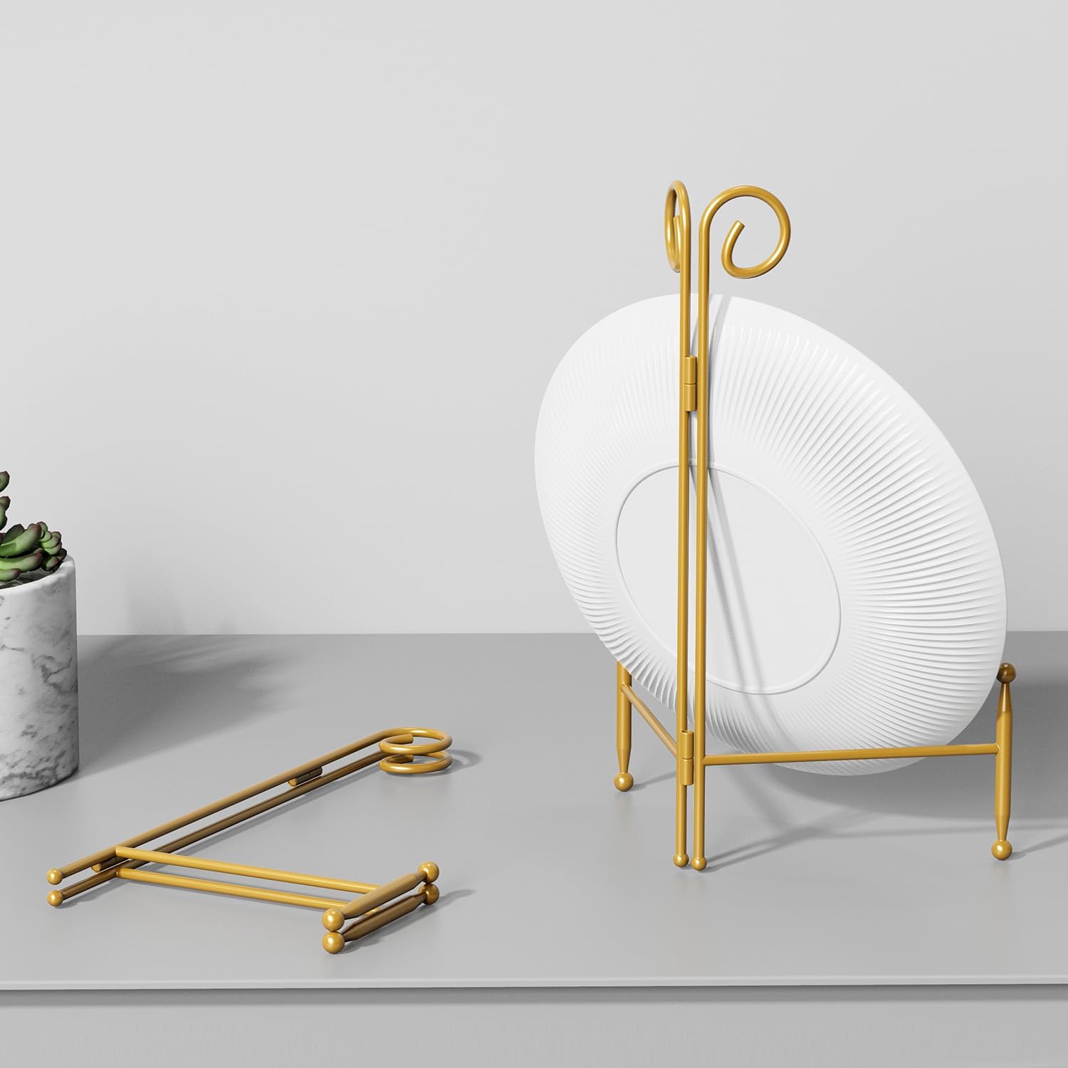 SVENJBB 12 Inch Gold Iron Easel Stand Display