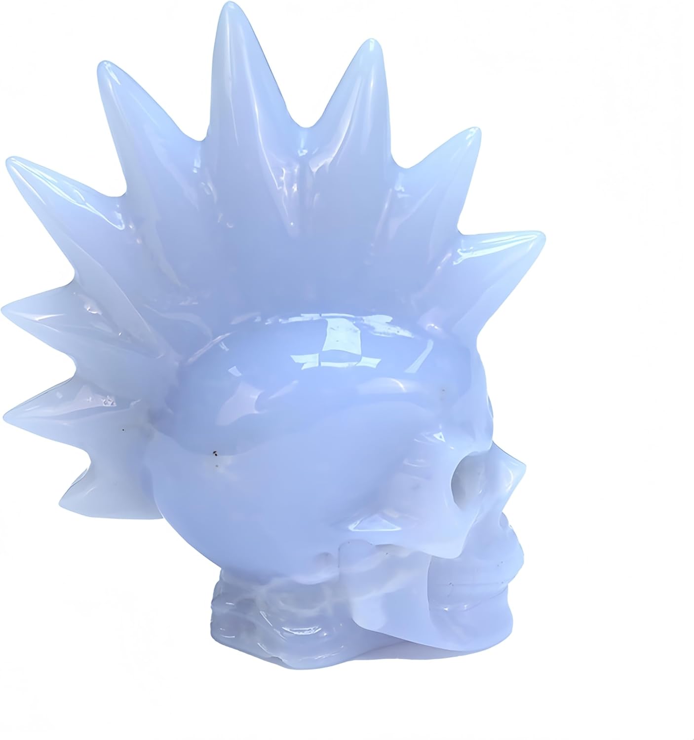 Natural Blue Chalcedony Crystal Skull Head Sculpture