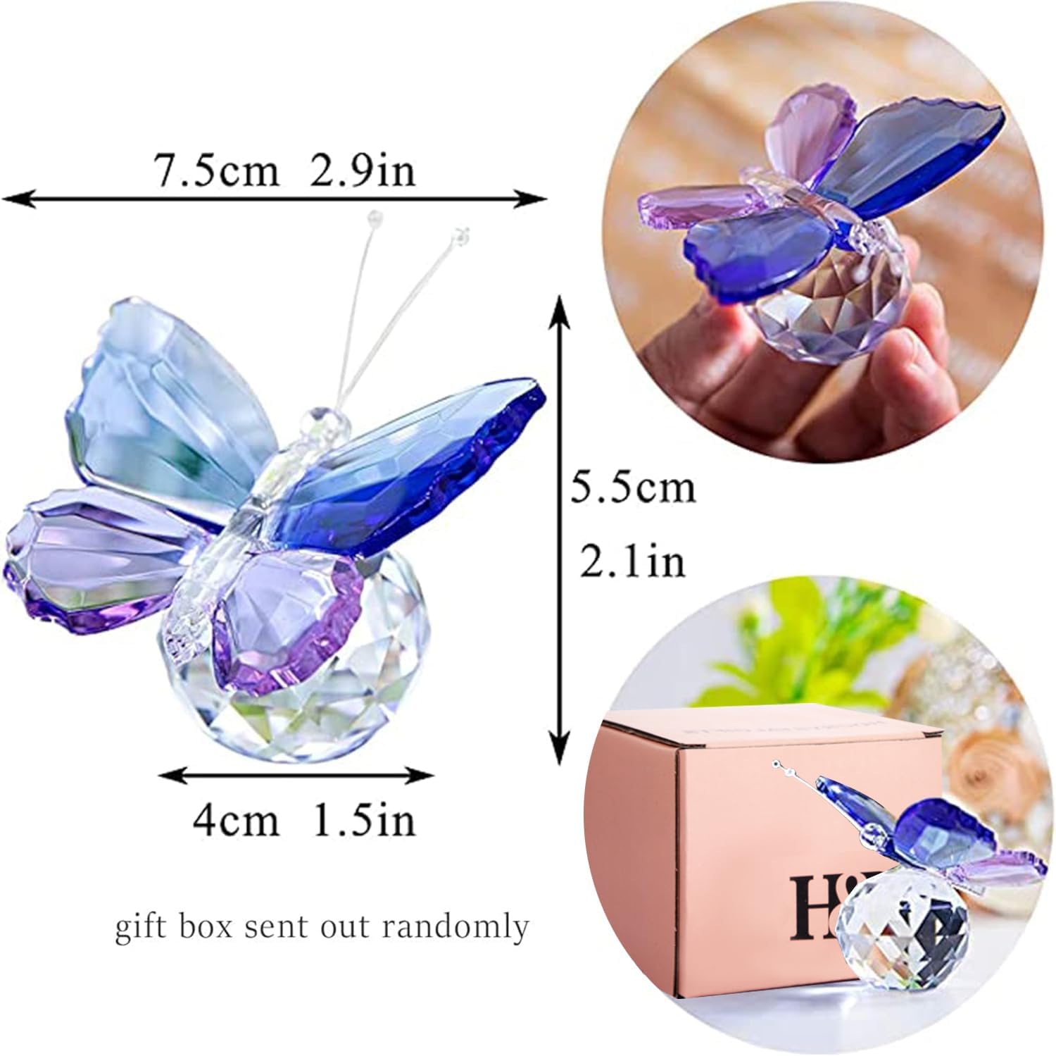 HD Crystal Butterfly Animal Ornament for Home Office Decor 1