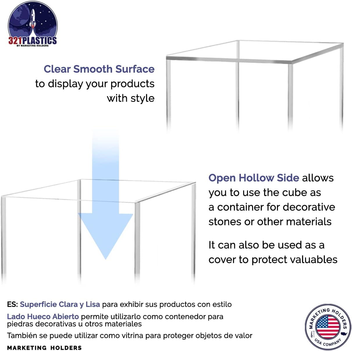 Clear Large Square Acrylic Display Cube 18 Inch 1