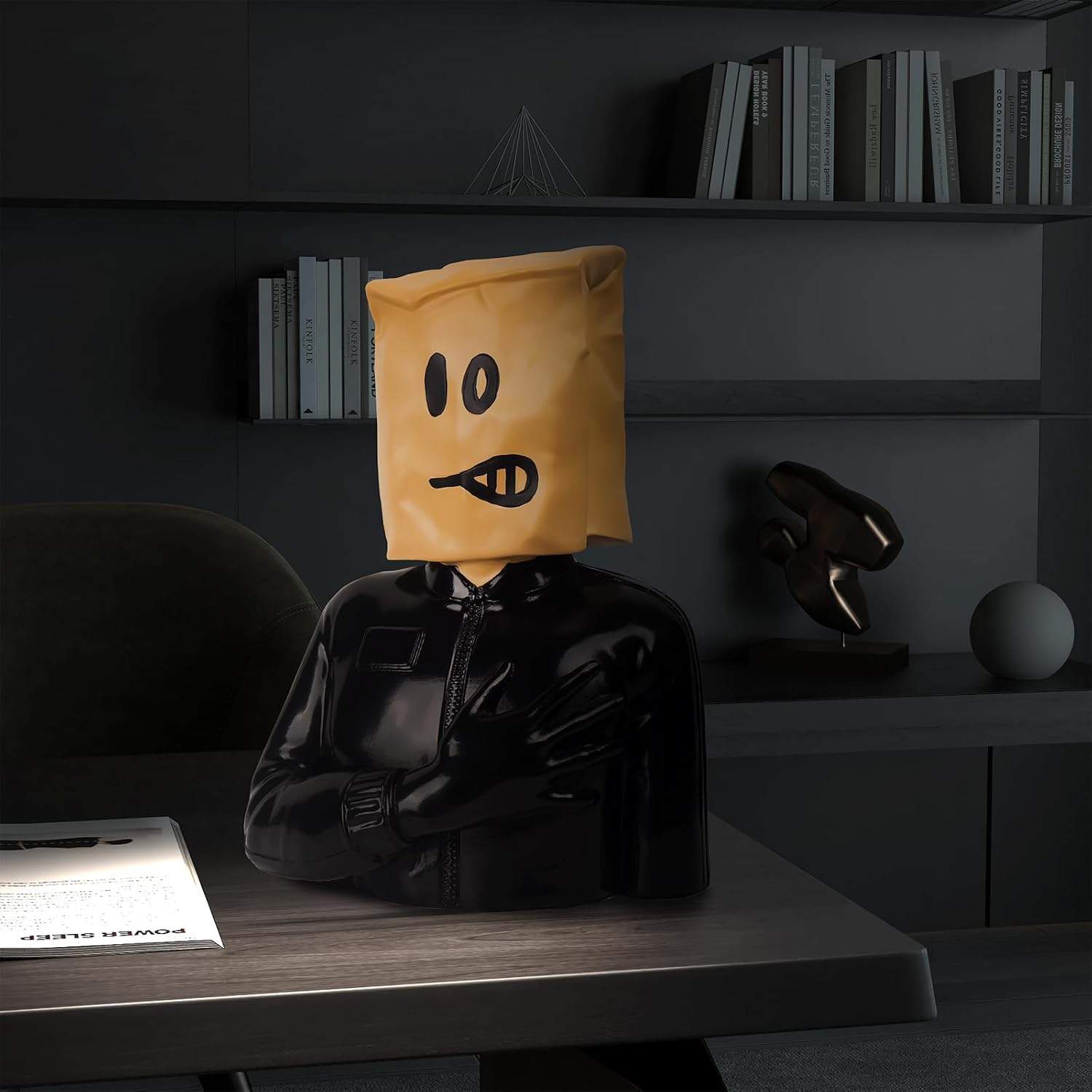 Anguished Mask Statue for Home Office Decor