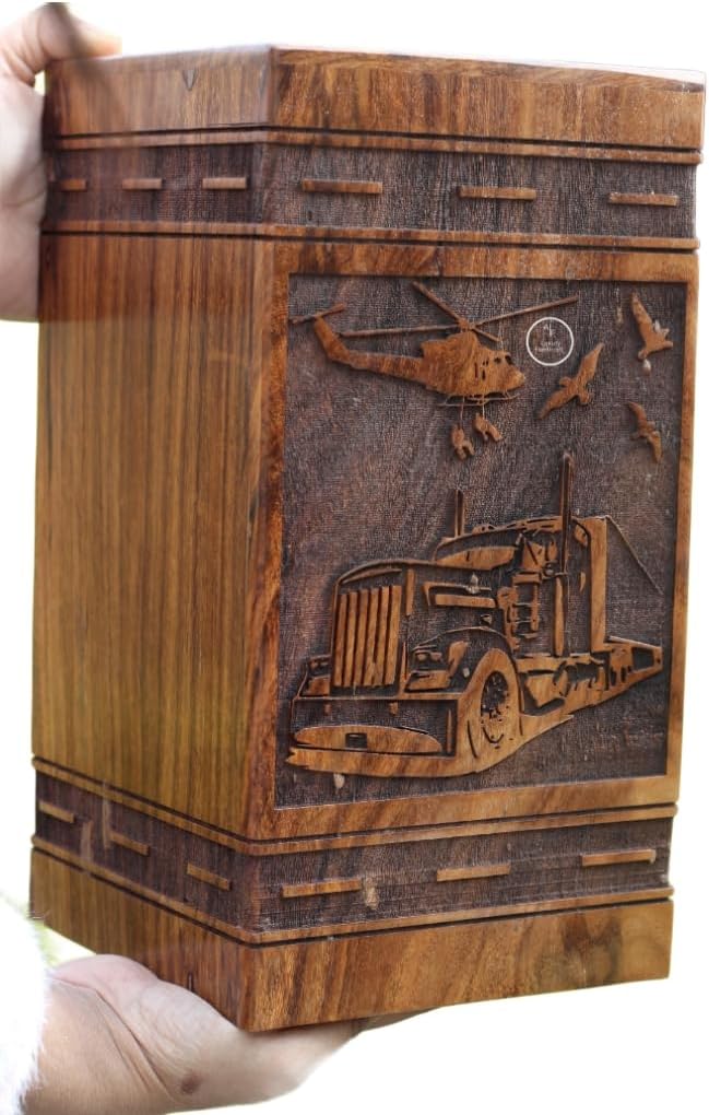 Vintage Truck Wooden Cremation Urn for Ashes - 5 Sizes