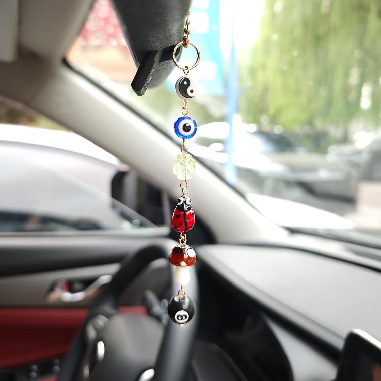 Evil Eye Car Hanging Charm with Lucky Symbols