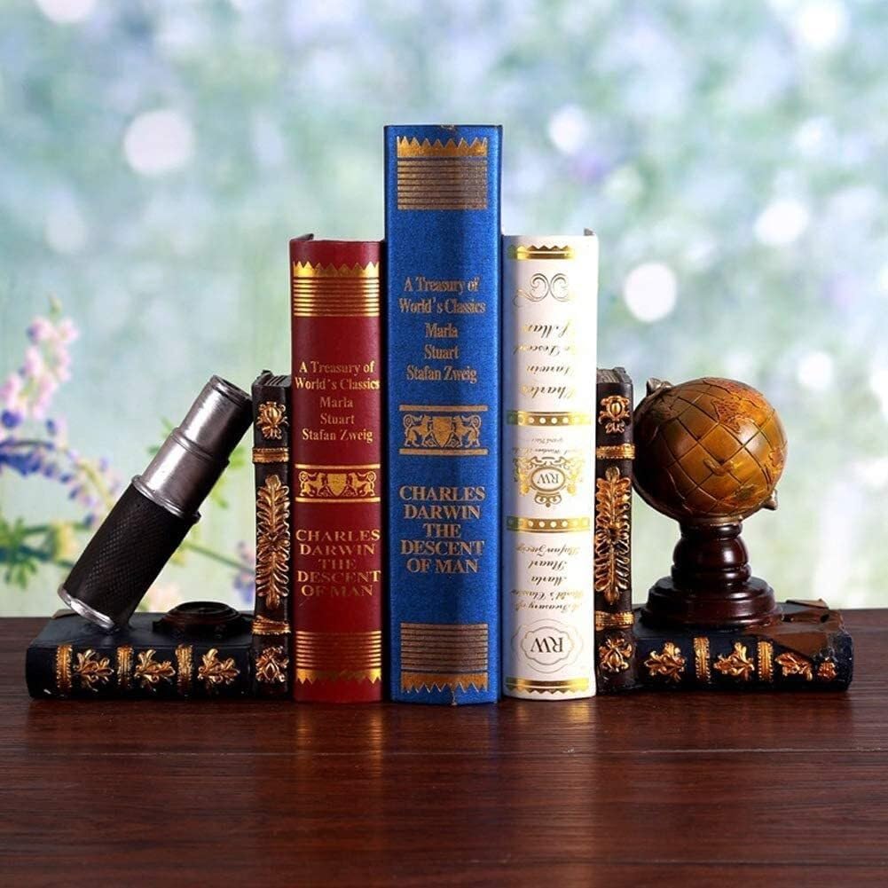 Globe Telescope Resin Bookends for Heavy Books 1