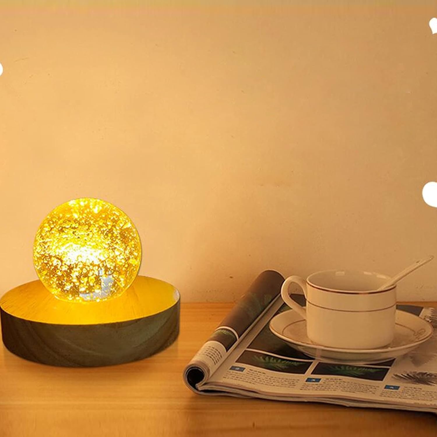 4 LED Wood Display Base for Crystals and Glass Art