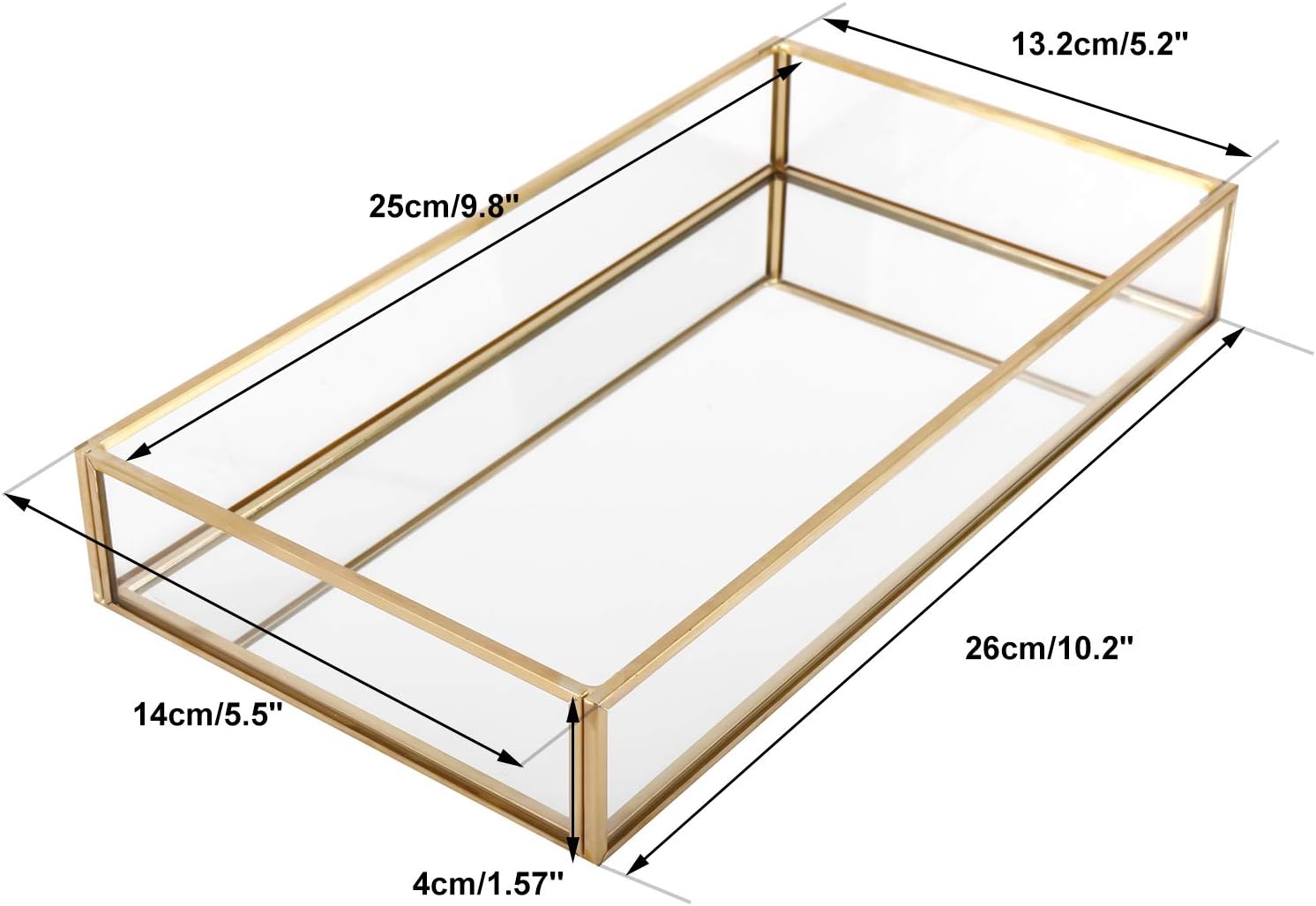 HighFree Gold Mirror Vanity Tray 102x55x16