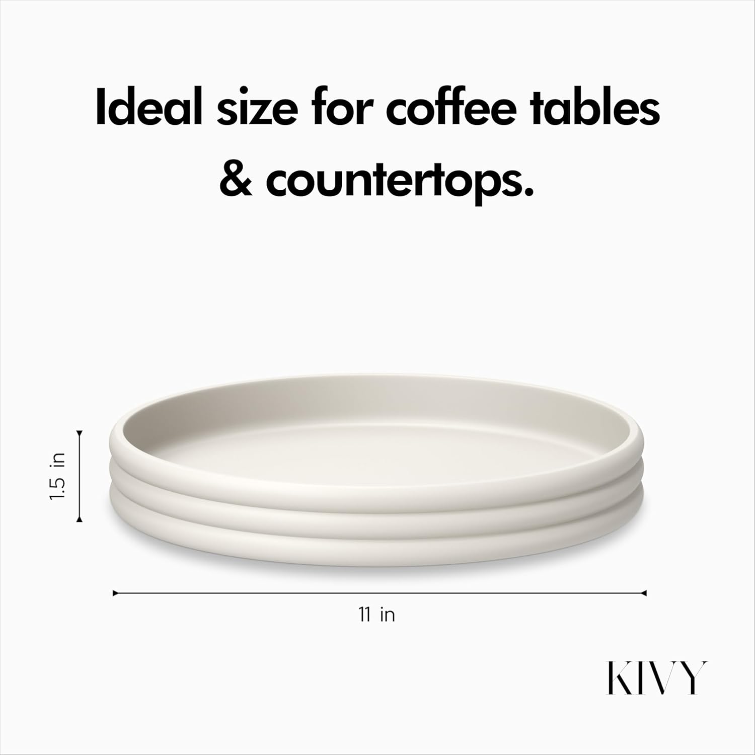 KIVY Round Concrete Tray 11x15 Inch - Modern Coffee Table Decor