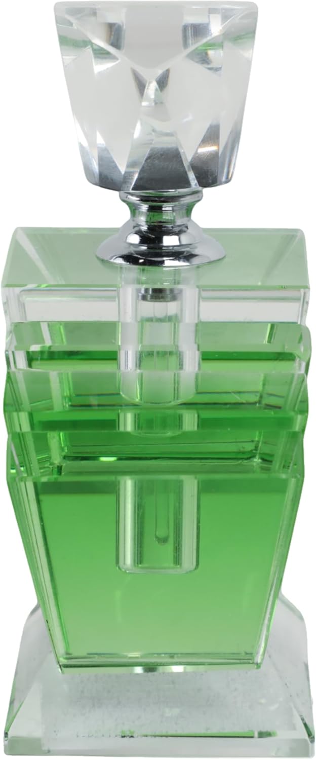 Sagebrook Home Art Deco Glass Perfume Bottle 5 Green