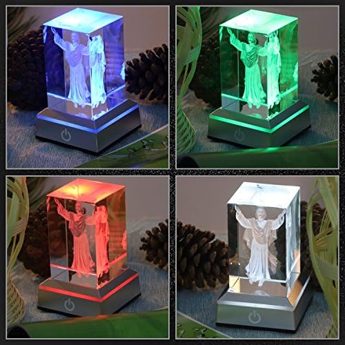 ERWEI LED Light Base for Crystal 3D Glass Art Colorful Lighted Square Stand Display Plate