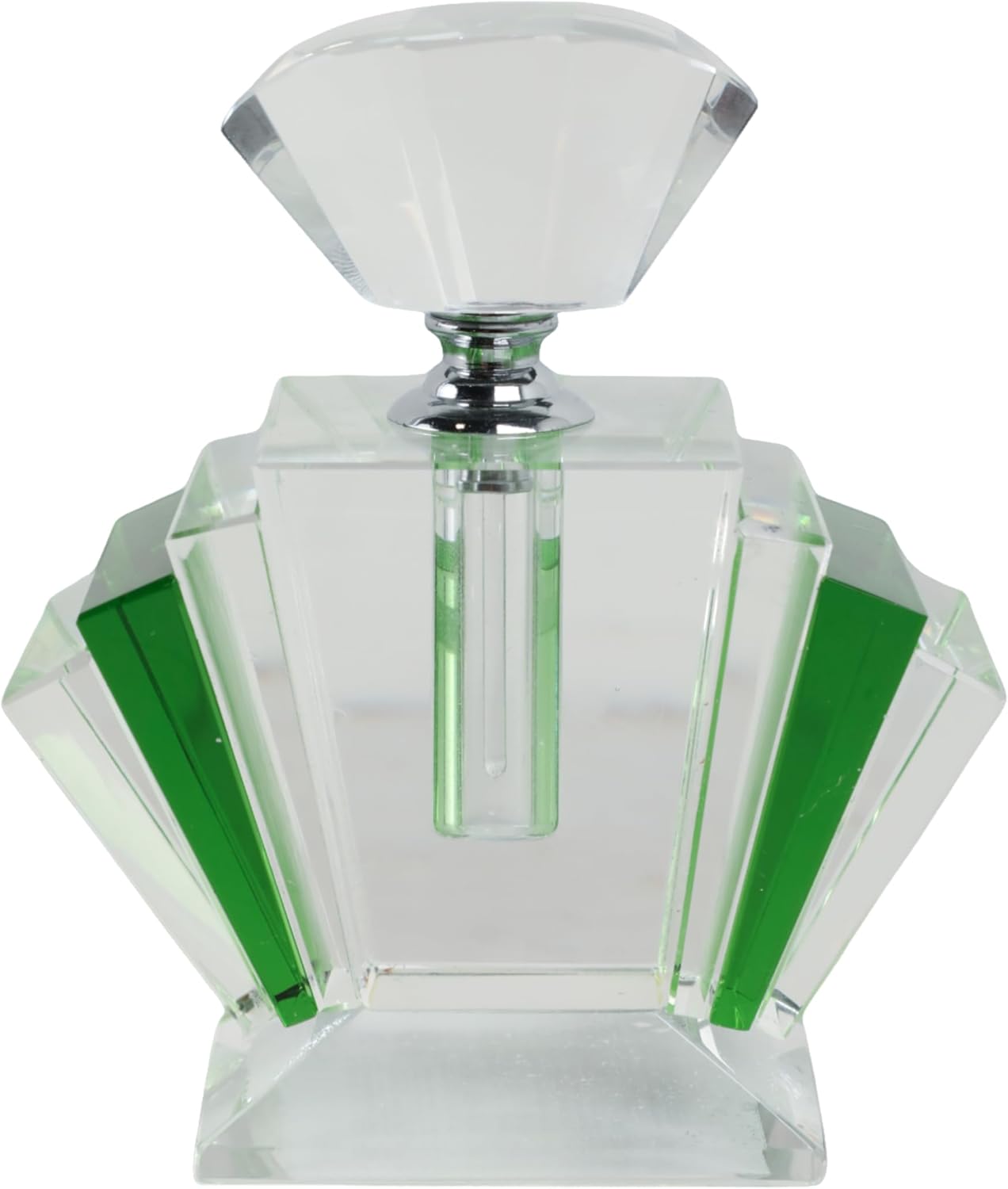 Sagebrook Home Art Deco Glass Perfume Bottle 5 Green