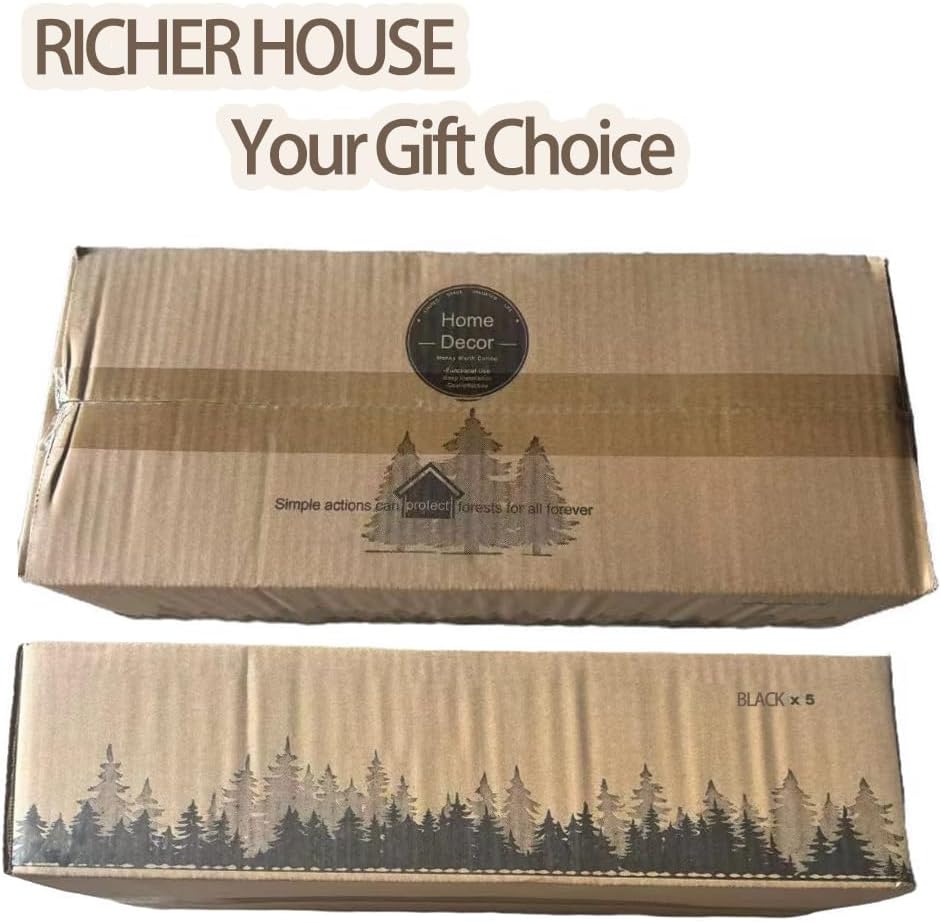 RICHER HOUSE 5 Piece Floating Wall Shelves Black